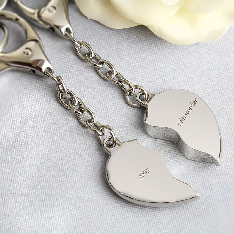 Personalised Heart Keyrings silver