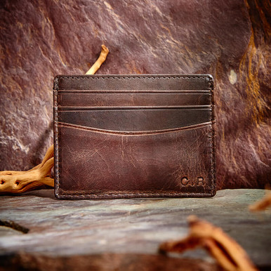 Image of Personalised Vintage Leather Card Holder