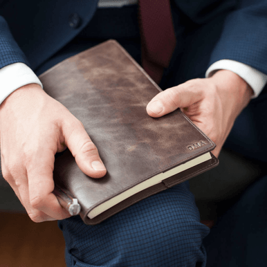 Image of Personalised Vintage Leather Lined Notebook