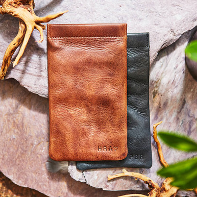 Image of Personalised Vintage Leather Glasses Slip Case