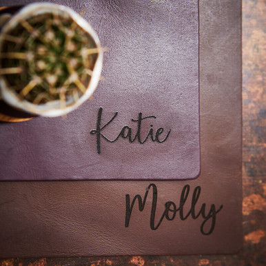 Image of Personalised Vintage Leather Name Desk Mat