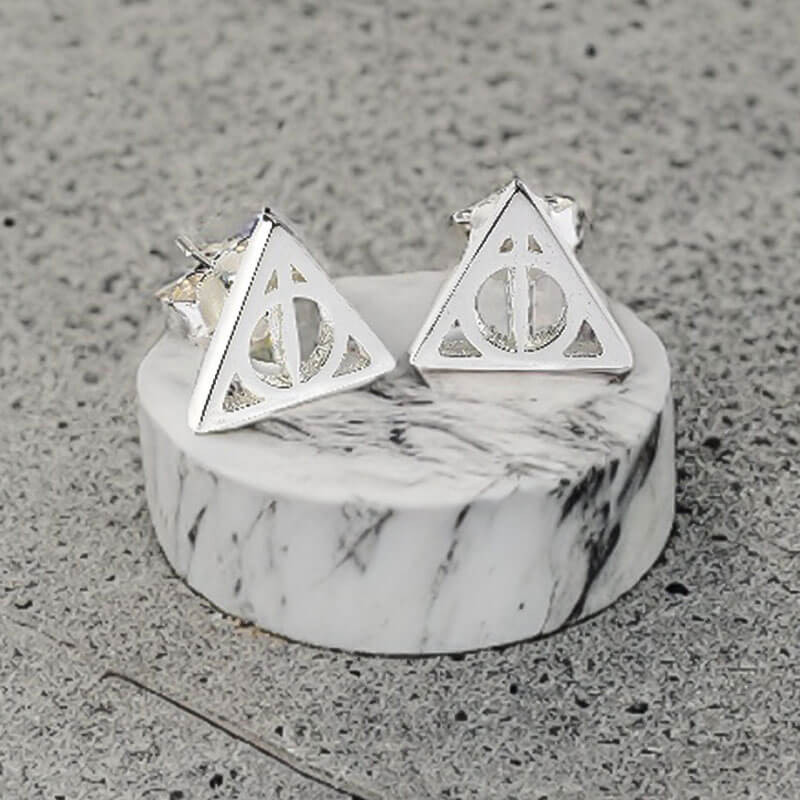 Harry Potter Sterling Silver Deathly Hallows Stud Earrings