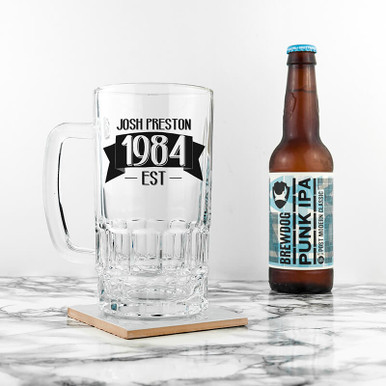 Click to view product details and reviews for Personalised Pint Of Beer Tankard.