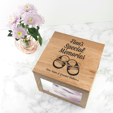Image of Personalised New Baby Oak Photo Keepsake Box