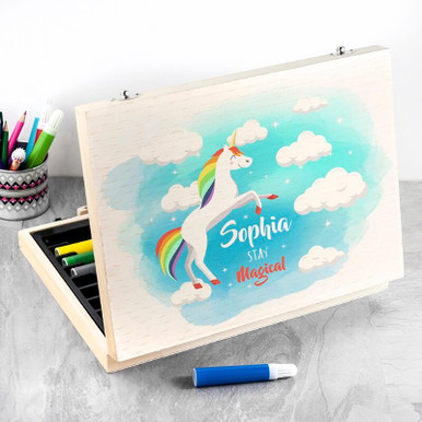 Click to view product details and reviews for Personalised Rainbow Unicorn Colouring In Set.