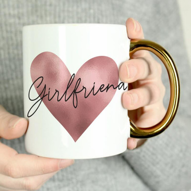 Image of Personalised Rose Gold Heart Handled Mug