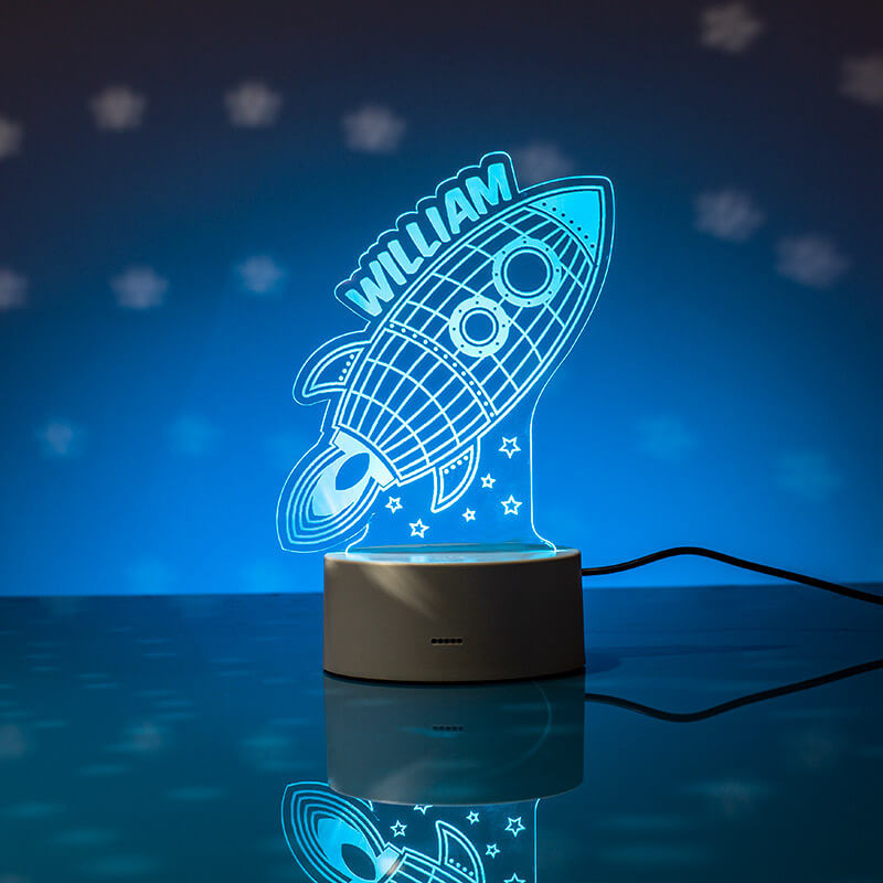 Personalised Rocket LED Colour Changing Night Light