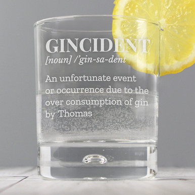 Click to view product details and reviews for Personalised Gincident Tumbler Bubble Glass.