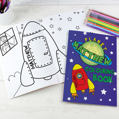 Image of Personalised Space Colouring Book With Pencils