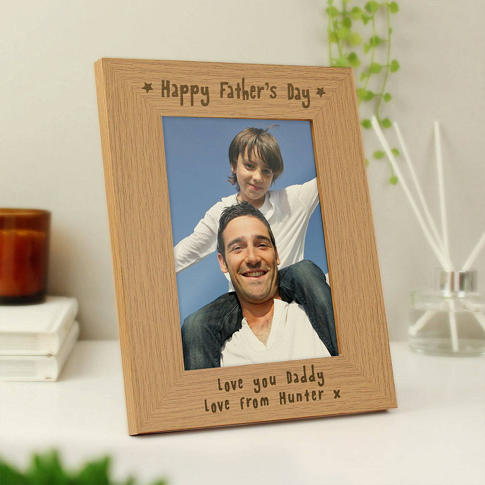 Personalised Happy Father's Day Oak Finish Frame 5x7