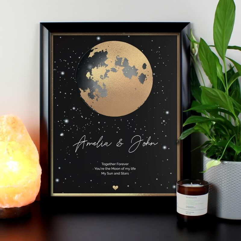 Personalised You Are My Sun Moon Black Framed Print