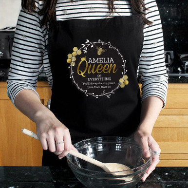 Image of Personalised Queen Bee Black Apron