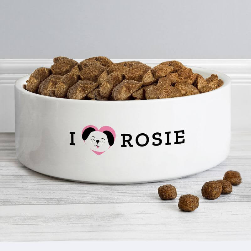 Personalised I Love my Dog - Medium Ceramic Pet Bowl