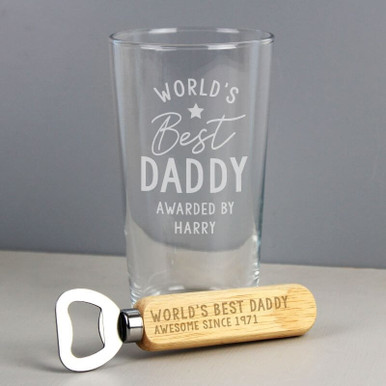 Image of Personalised 'World's Best' Pint Glass & Bottle Opener