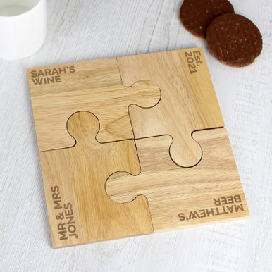 Image of Personalised Free Text Jigsaw Coasters