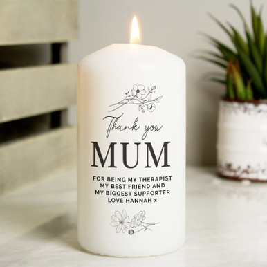 Image of Personalised Floral Pillar Candle