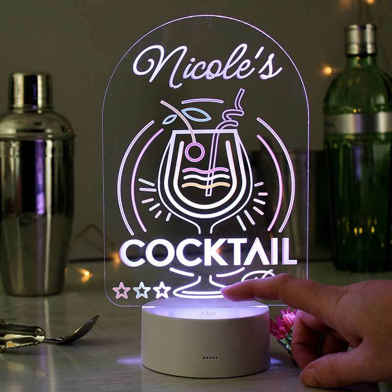 Personalised Cocktail LED Colour Changing Night Light