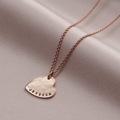 Personalised Hammered Heart Necklace