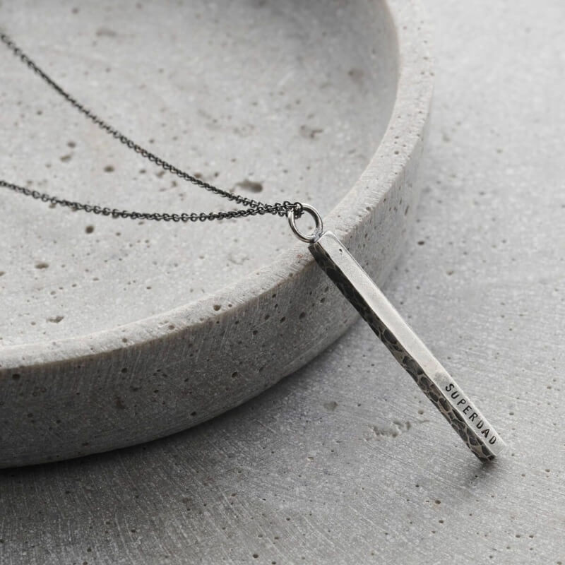 Personalised Men's Silver Bar Necklace