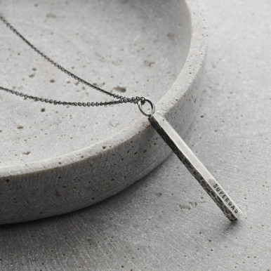 Click to view product details and reviews for Personalised Mens Silver Bar Necklace.