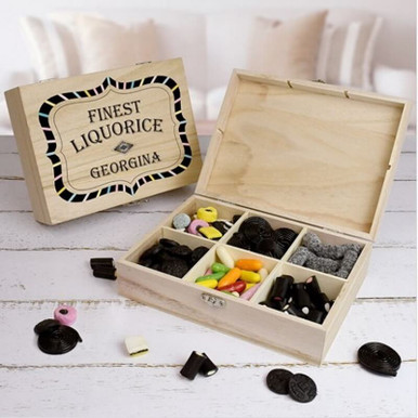 Image of Personalised Finest Liquorice Wooden Sweet Box