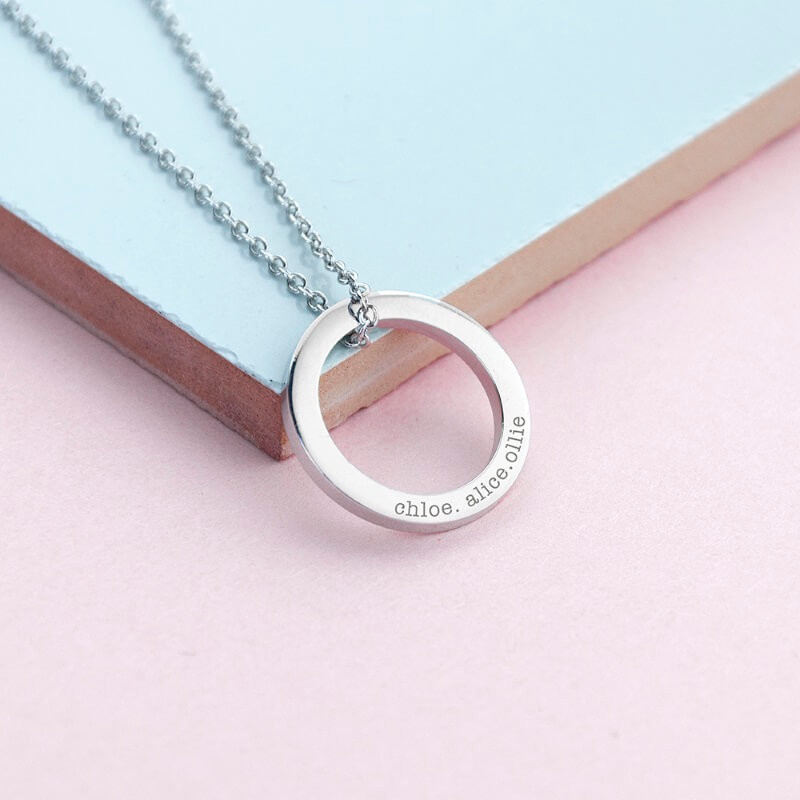 Personalised Sterling Silver Family Ring Necklace