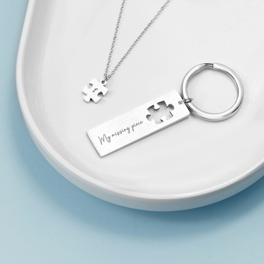Click to view product details and reviews for Personalised Perfect Fit Necklace Keyring Set.