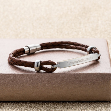 Click to view product details and reviews for Personalised Mens Braided Leather Cord Bracelet.