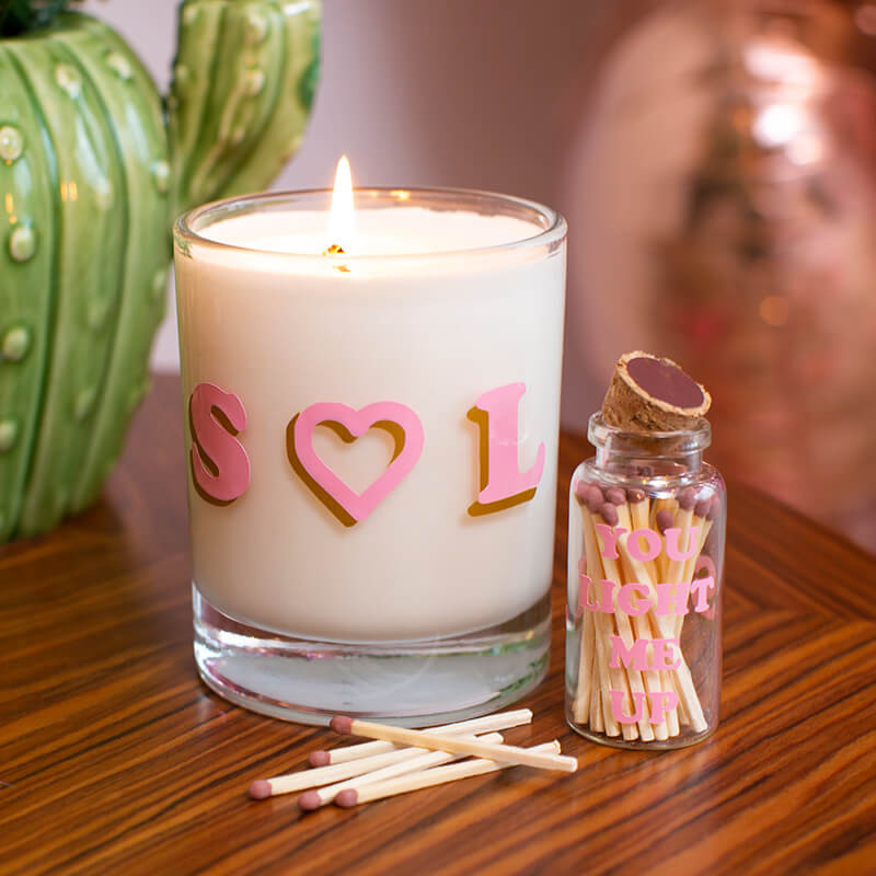 Personalised Initial Candle & Match Set