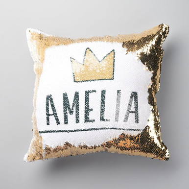 Image of Personalised Crown Sequin Reveal Cushion