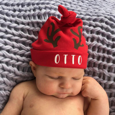 Image of Personalised Reindeer Baby Hat