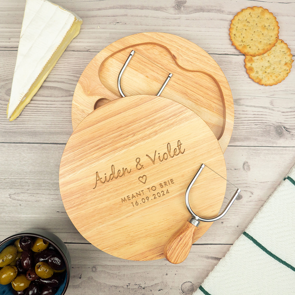 Personalised Couples Heart Cheese Board Set