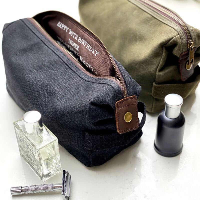 Personalised Men's Hidden Message Wash Bag black