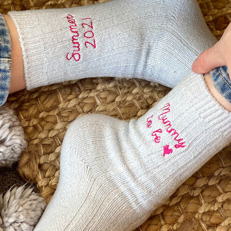 Personalised Mummy to Be Snug Socks grey