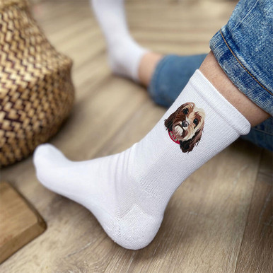 Image of Personalised Womens Dog Illustration Socks