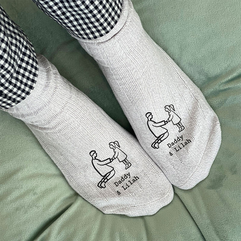 Daddy and Me Personalised Snug Socks grey