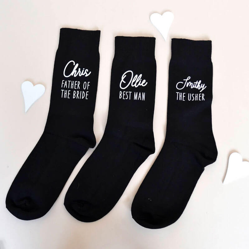 Personalised Groomsman Wedding Socks black