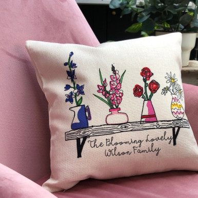 Image of Personalised Birth Flower Shelf Cushion