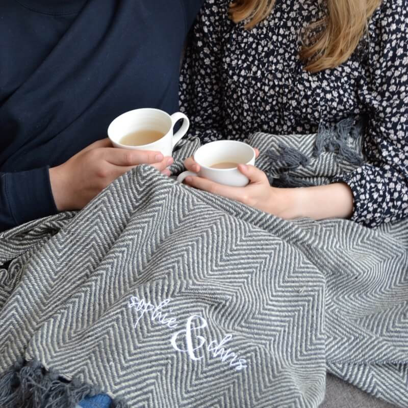 Personalised Couples Embroidered Blanket