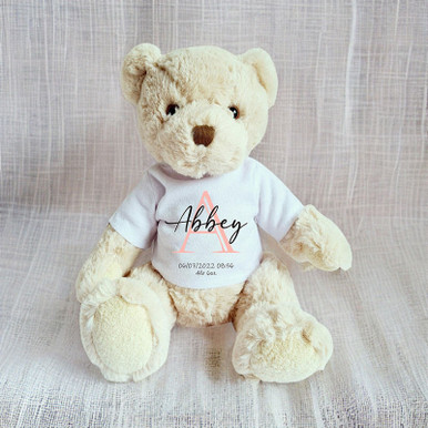 Image of Personalised Luxury Teddy Bear Pink Initial & Teddies Shirt