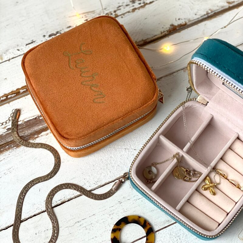 Personalised Velvet Travel Jewellery Case