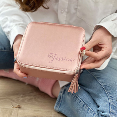 Click to view product details and reviews for Personalised Rose Gold Jewellery Box.