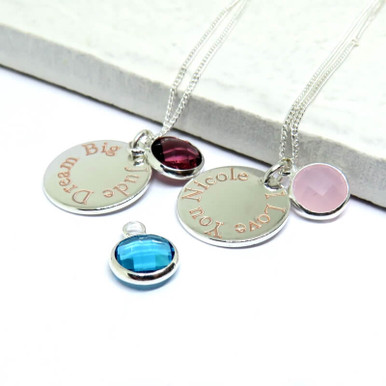 Image of Personalised Engraved Edge Birthstone Necklace