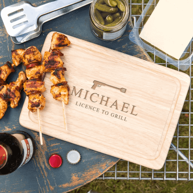 Image of Personalised 'Licence to Grill' Wooden Chopping Board
