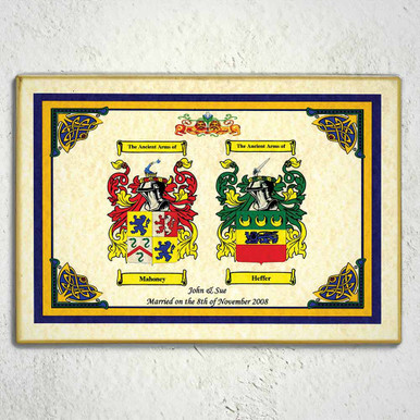 Click to view product details and reviews for Double Coat Of Arms Surname History Print Unframed.