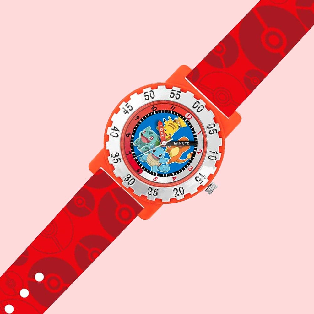 Pokemon Red Strap Character Dial Time Teacher Watch