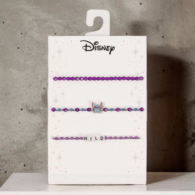 Image of Disney Lilo and Stitch Purple and Blue 3 Piece Bracelet Set