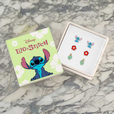 Image of Disney Lilo & Stitch Blue, Red & Green Trio Earing Set