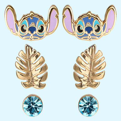 Image of Disney Lilo & Stitch Gold Coloured Trio Earring Set