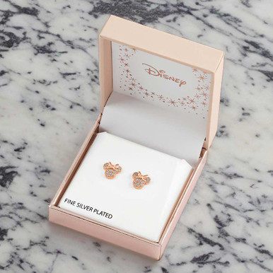 Image of Disney Minnie Mouse Rose Gold & Silver Plated Earring Set